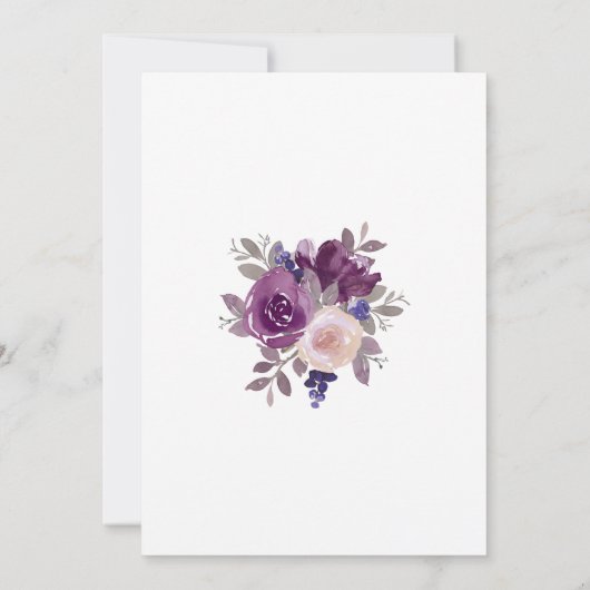 ダスティメイヴパープル赤面植物学ブライダルシャワー 招待状 (裏面)