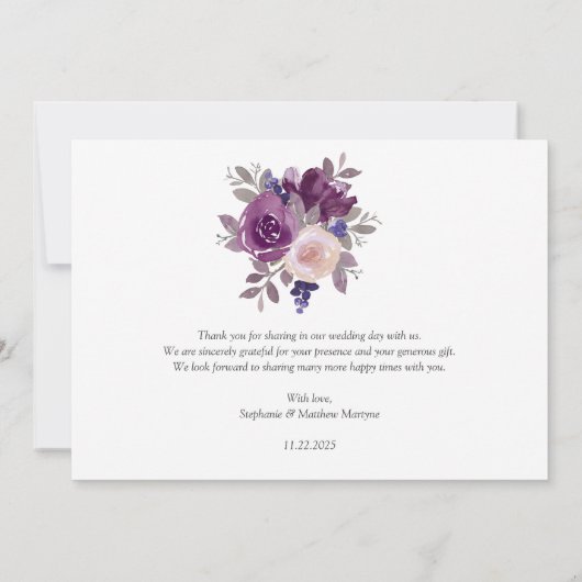 ダスティメイヴパープル赤面結婚フローラ サンキューカード (裏面)