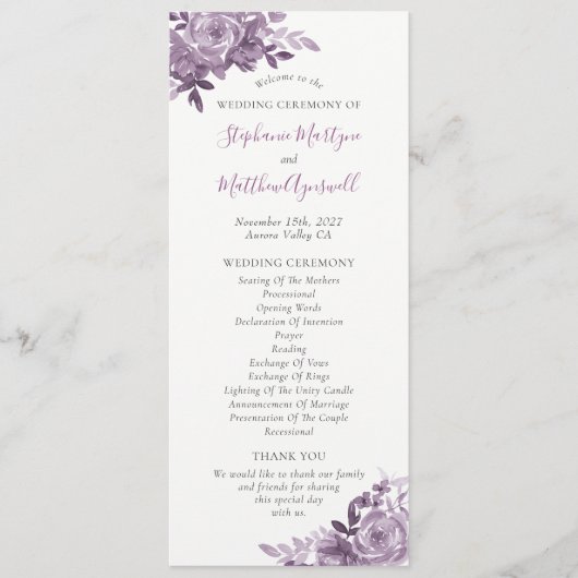 ダスティメイヴフローラバラ水色結婚の プログラム (正面)