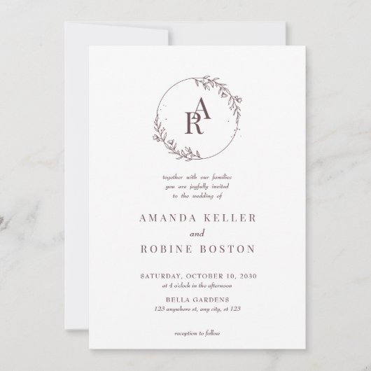 ダスティメイヴモノグラム結婚式招待状 招待状 (正面)