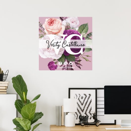 ダスティメイヴヴィンテージフローラ個人名刺 ポスター (ホームオフィス)