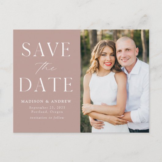 ダスティモダンエレガントバラ写真の保存日付 案内ポストカード (正面)