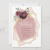 ダスティモダンバラフローラ金ゴールド幾何学 招待状 (正面)