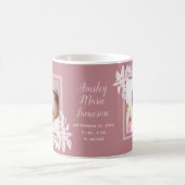 ダスティモダンバラ新生児ガール誕生統計写真 コーヒーマグカップ (中央)