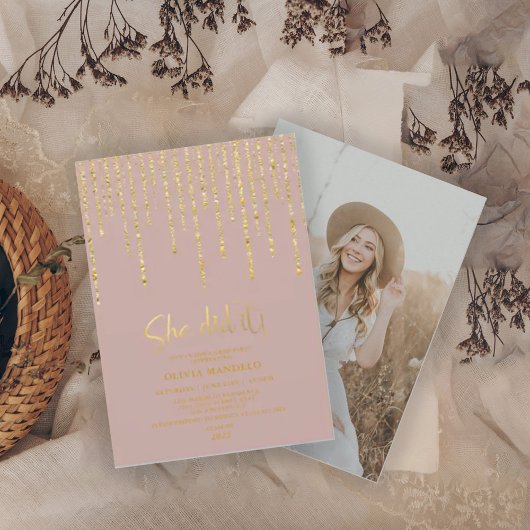 ダスティモダンバラ金ゴールドグリッターグラッドパーティー写真 招待状