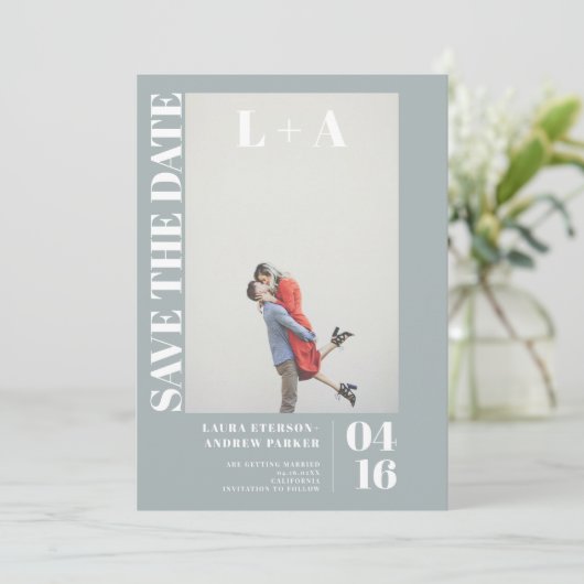 ダスティモダンブはっきりしたル青イニシャル写真の日付を保存 セーブザデート (スタンド正面)