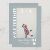 ダスティモダンブはっきりしたル青イニシャル写真の日付を保存 セーブザデート (正面/裏面)