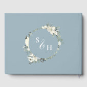 ダスティモダンブエレガントルアイボリーフローラ結婚ズ ゲストブック (裏面)