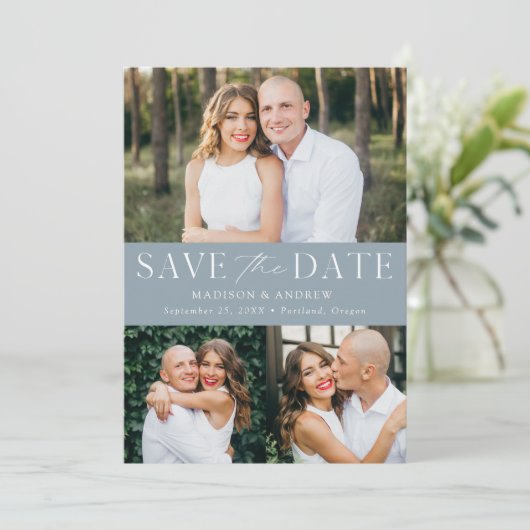 ダスティモダンブエレガントルー3フォトQRコード セーブザデート (スタンド正面)