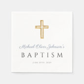 ダスティモダンブエレガント・ブルー・スクリプト・ボーイ・バプテスマ スタンダードカクテルナプキン (正面)