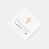 ダスティモダンブエレガント・ブルー・スクリプト・ボーイ・バプテスマ スタンダードカクテルナプキン (角)