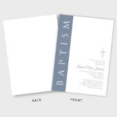 ダスティモダンブルエレガントブルー・クロス・バプテスマ 招待状