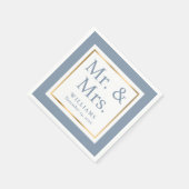 ダスティモダンブルーと金ゴールドのナ結婚プキン スタンダードカクテルナプキン (角)