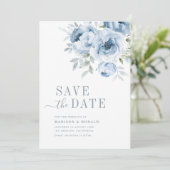 ダスティモダンブルーのフローラは日付カードを保存 招待状 (スタンド正面)