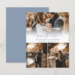 ダスティモダンブルーの結婚写真デイトカードを保存 案内状