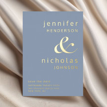 ダスティモダンブルーウェディング日付金ゴールドを保存