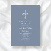 ダスティモダンブルークロスボーイバプテスマ招待状 招待状