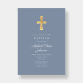ダスティモダンブルークロスボーイバプテスマ招待状 招待状