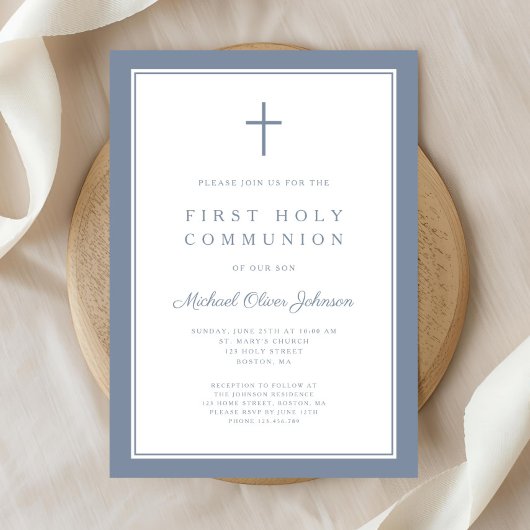 ダスティモダンブルークロスボーイファースト聖餐式 招待状