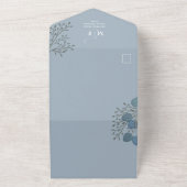 ダスティモダンブルーシンプルミニマルQRコードRSVP オールインワン招待状 (外側)