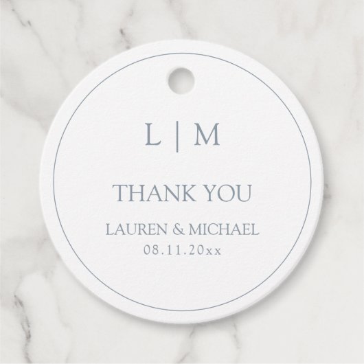 ダスティモダンブルーシンプルモノグラムサンキュー フェイバータグ (正面)