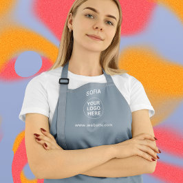 ダスティモダンブルービジネスロゴ&文字プロモーション エプロン