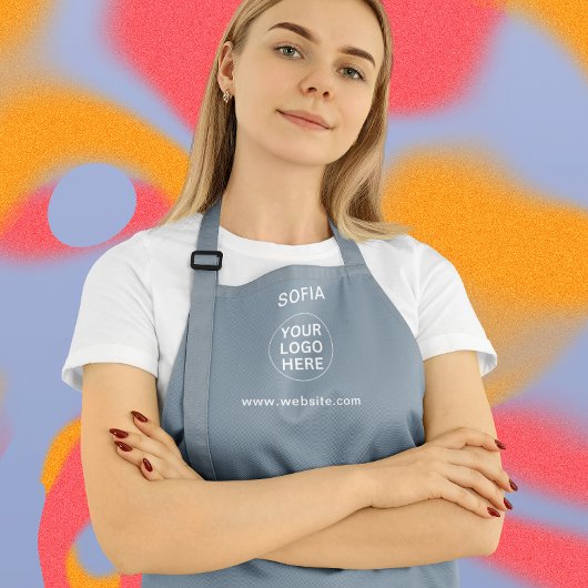 ダスティモダンブルービジネスロゴ&文字プロモーション エプロン