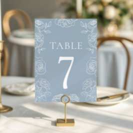ダスティモダンブルーフランスのバラ結婚ズ テーブルナンバー