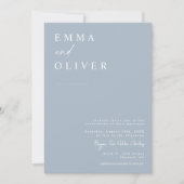 ダスティモダンブルーボー結婚ホの写真QRコードRSVP 招待状 (正面)