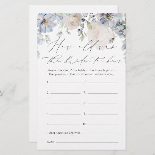 ダスティモダンブルー新婦は何歳になる予定だったか (正面/裏面)