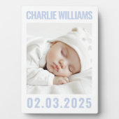 ダスティモダンブルー白新生児名写真 フォトプラーク (正面)