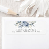 ダスティモダンブルー花模様戻り名住所 ラベル (インサイチュ)