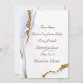 ダスティモダンブルー金ゴールド抽象芸術クリスチャン結婚ズ 招待状 (裏面)