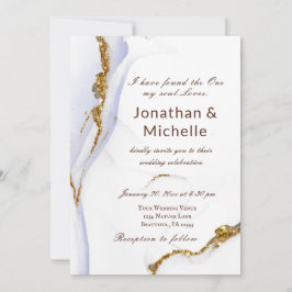 ダスティモダンブルー金ゴールド抽象芸術クリスチャン結婚ズ 招待状