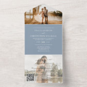 ダスティモダンブルー2写真QRコードRSVP結婚's オールインワン招待状 (内側)