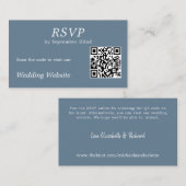 ダスティモダンブルーRSVP QRコードのWeb結婚サイト エンクロージャーカード (正面/裏面)