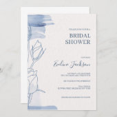 ダスティモダンーブルーパウダーフローラブライダルシャワー 招待状 (正面/裏面)