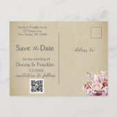 ダスティモダン・ピンク・ローズSave the Date Photo ポストカード (裏面)