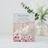ダスティモダン・ピンク・ローズSave the Date Photo ポストカード (スタンド正面)