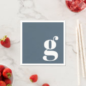 ダスティモノグラムのダークブルーのミニマルイニシャル スタンダードカクテルナプキン (インサイチュ)