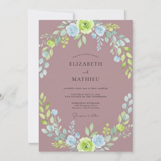 ダスティモーブとアズールのリース ウェディング 招待状 (正面)