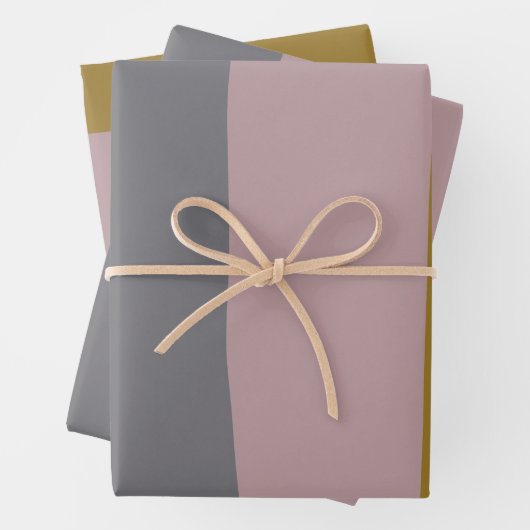 ダスティモーブとグレー抽象芸術カラーブロック ラッピングペーパーシート (インサイチュ)