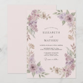 ダスティモーブライラックの芍薬の結婚式 招待状 (正面/裏面)