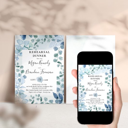 ダスティユーカリプトゥスブルーボタニカルリハーサルディナー 招待状