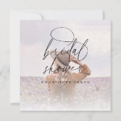 ダスティラベンダーウォーターカラーフォトブライダルシャワー 招待状 (裏面)
