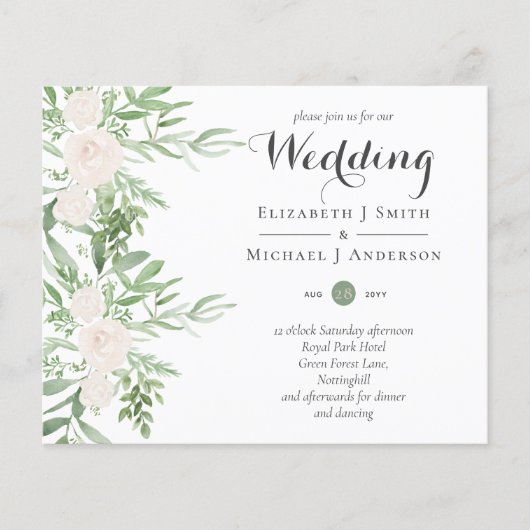 ダスティラベンダーセージフローラ予算の結婚式の招待 (正面)