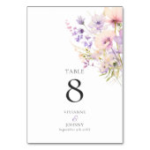 ダスティラベンダーパープルワイルドフラワー結婚ズ テーブルナンバー (裏面)
