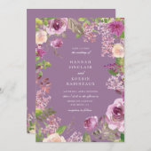 ダスティラベンダーパープル結婚フローラ 招待状 (正面/裏面)