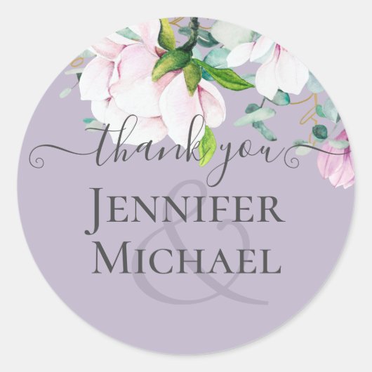 ダスティラベンダーピンクマグノリアスユーカリサンキュー ラウンドシール (正面)
