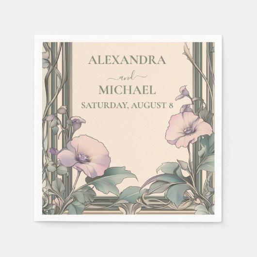 ダスティラベンダーフレ結婚ーム スタンダードカクテルナプキン (正面)